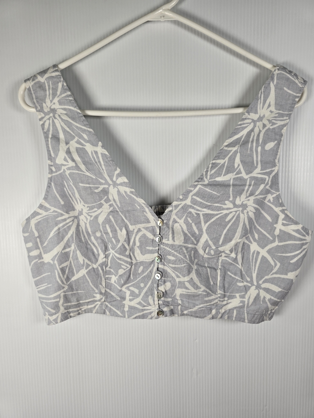 NWOT Madewell Womens Gwen Abstract Floral Linen Blend Supercrop Vest Top Size 10 - Picture 4 of 15